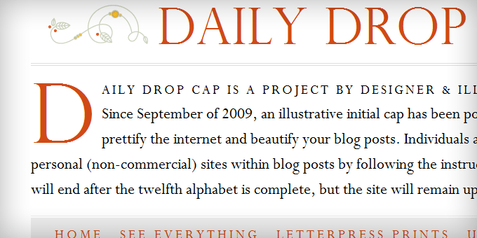 Drop Cap Styling Daily Drop Cap