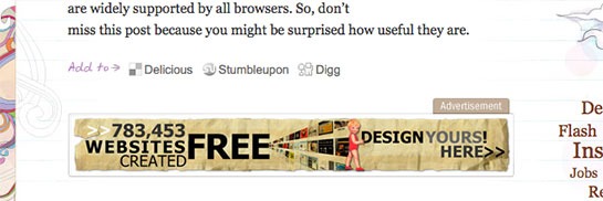 WebDesignerWall Uses In Content Adverts, That Just Blend In With The Site Design