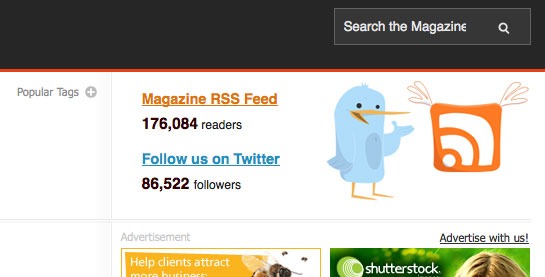 Smashing Magazine Uses A Beautiful But Simple RSS And Twitter Count